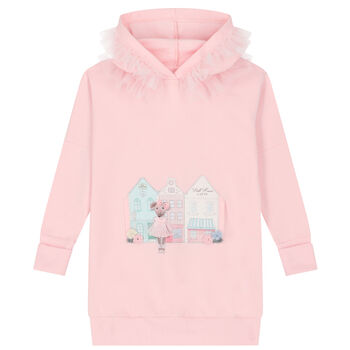 Girls Pink Mouse Hooded Dress
